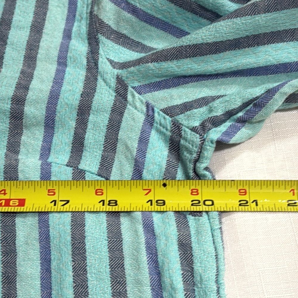 (H1) Soft Surroundings Turquoise Striped Embroidered Tunic, Sz M - Picture 3 of 15
